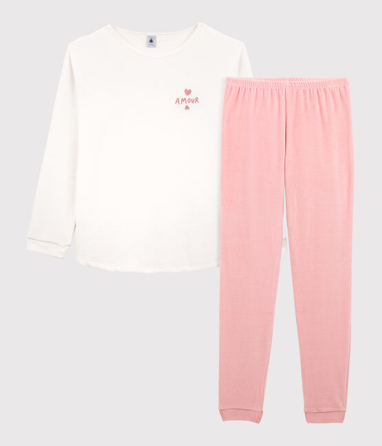 Kinderpyjama aus Nicki für Mädchen rosa CHARME/weiss MARSHMALLOW
