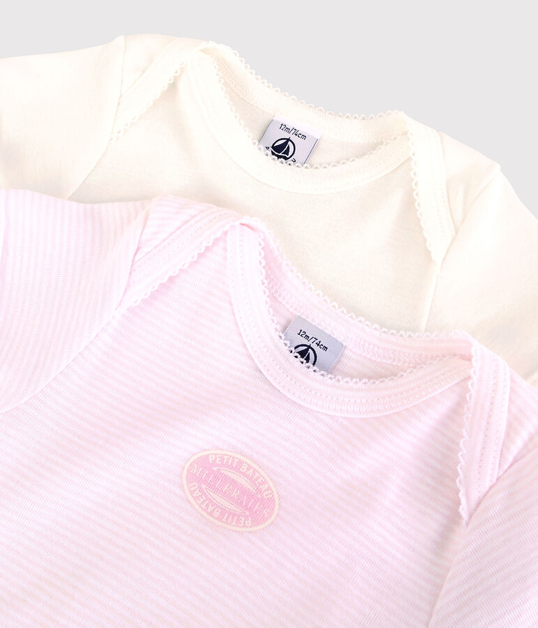 2er-Set kurz&auml;rmelige Baby-Bodys aus Bio-Baumwolle mit Ringelstreifen vielfarbig