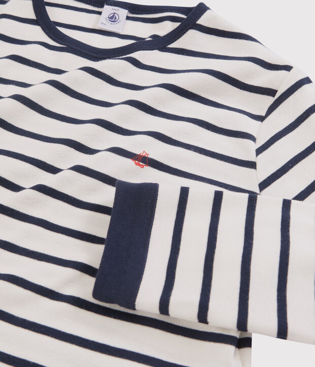 Kinderpyjama aus Baumwolle mit Matrosenmuster f&uuml;r Jungen weiss/blau