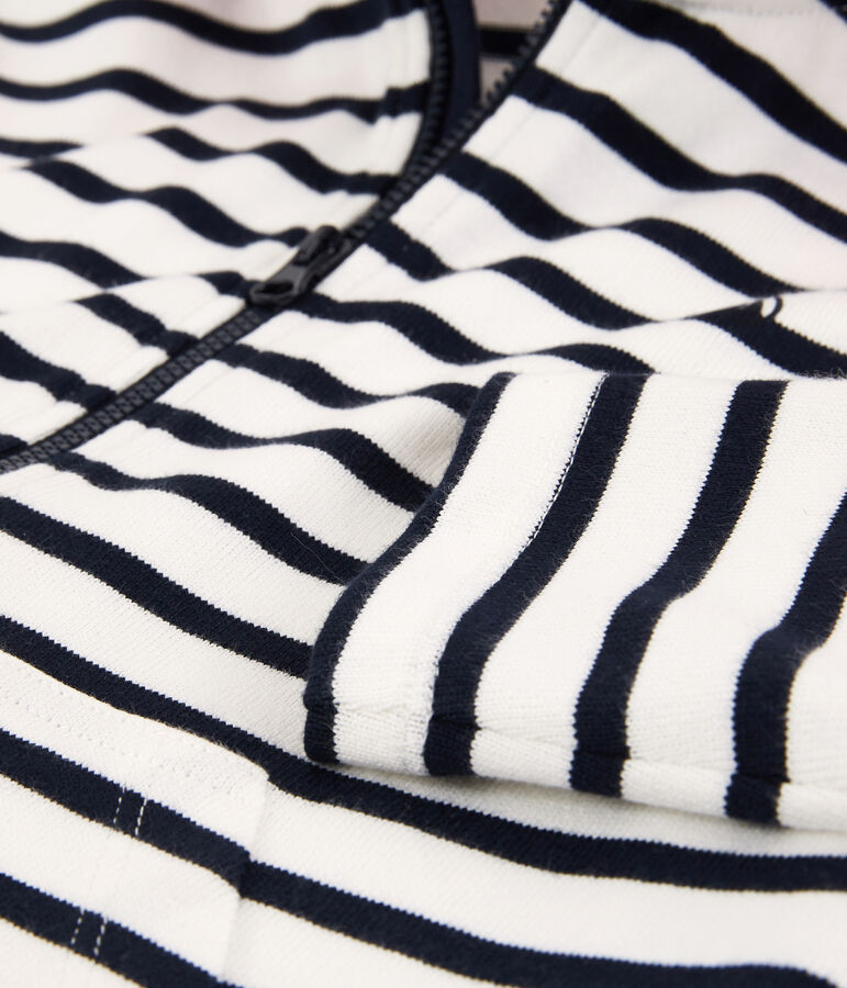 Kapuzen-Sweatshirt aus Baumwolle f&uuml;r M&auml;dchen und Jungen weiss MARSHMALLOW/blau SMOKING