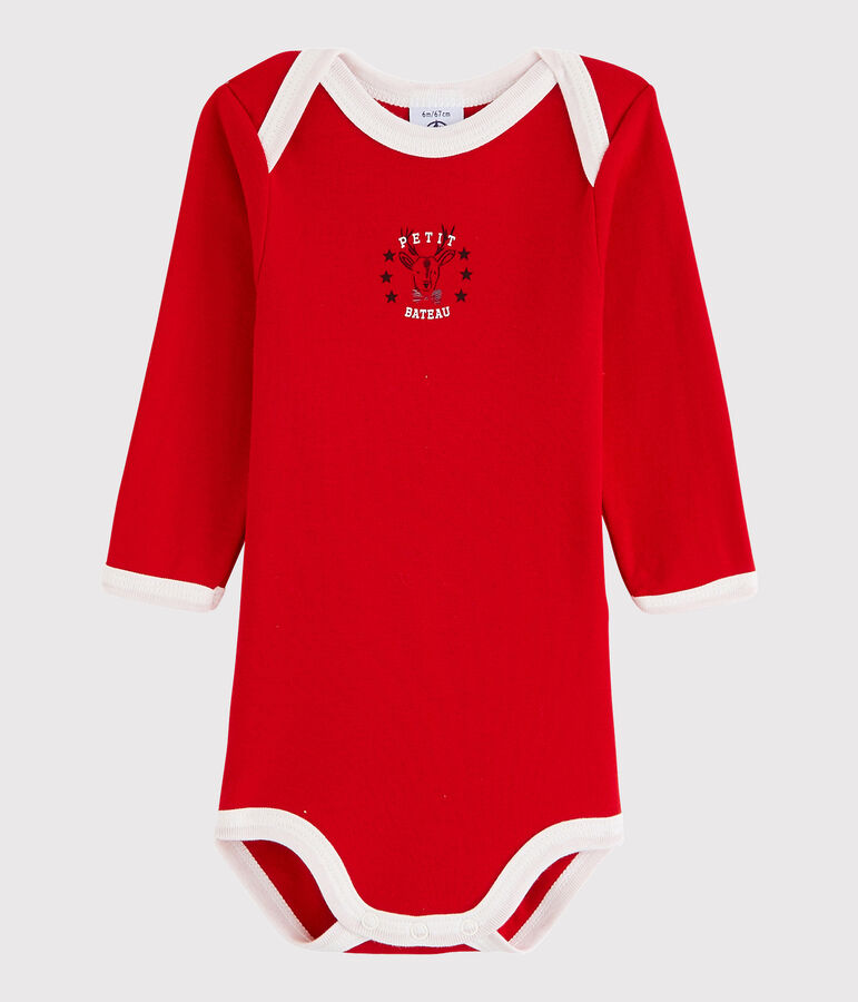 Lang&auml;rmeliger Baby-Body Jungen rot FROUFROU