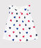 Kurzärmeliges Baby-Kleid aus Baumwolle mit integriertem Body und dreifarbigem Herzmotiv weiss MARSHMALLOW/weiss MULTICO