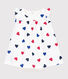 Kurzärmeliges Baby-Kleid aus Baumwolle mit integriertem Body und dreifarbigem Herzmotiv