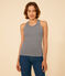 Damen-Tanktop L’Iconique aus gestreifter Baumwolle blau SMOKING/weiss MARSHMALLOW