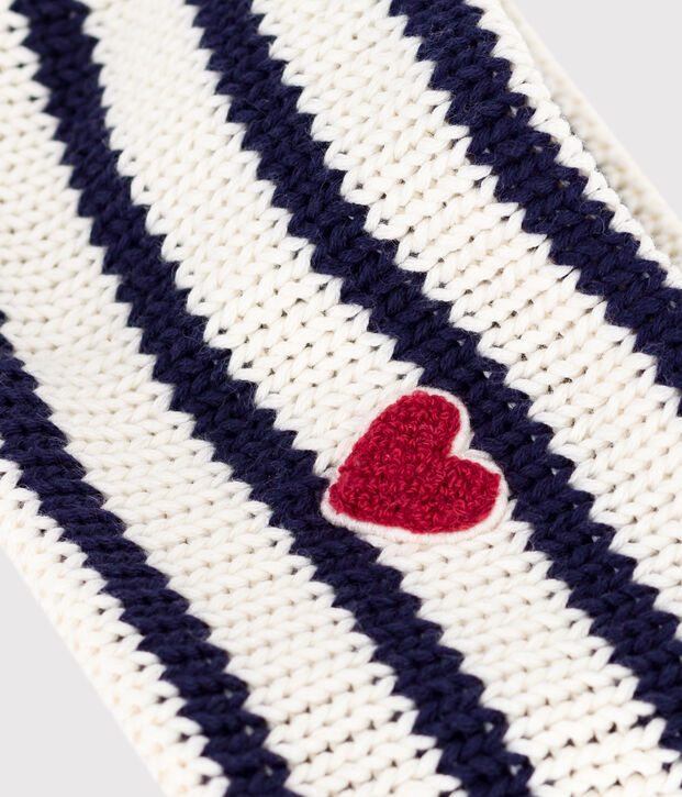 Baby-Schlauchschal mit Streifen aus Strick mit Fleece-Futter blau/blau