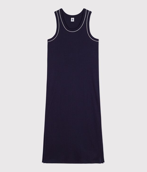 Langes Damen Tanktop-Kleid aus Baumwolle blau