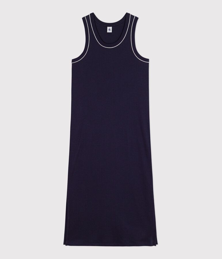 Langes Damen Tanktop-Kleid aus Baumwolle blau