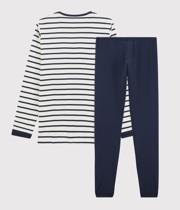 Kinderpyjama aus Baumwolle mit Matrosenmuster f&uuml;r Jungen weiss/blau