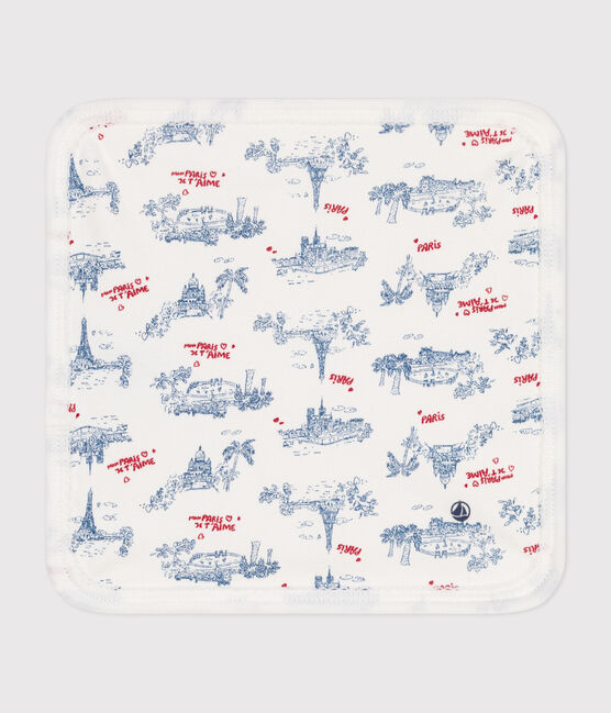 Baby-Waschlappen aus Baumwolle und Frottee mit Paris-Motiv weiss MARSHMALLOW/weiss MULTICO