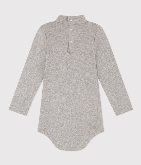 Langärmeliger Baby-Body aus Baumwolle mit Rollkragen grau CHATON CHINE