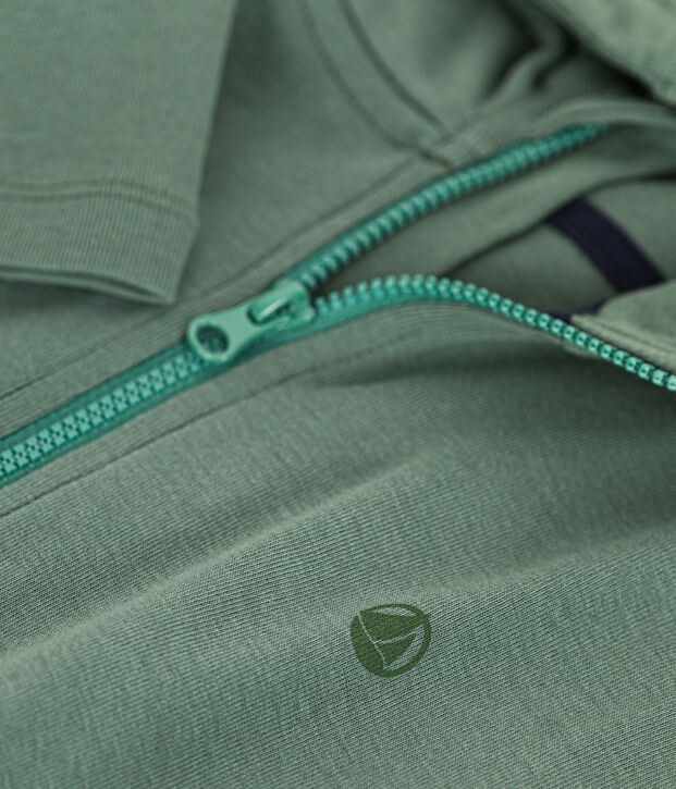 Jungen-Kapuzenshirt mit Rei&szlig;verschluss aus Strickgewebe gr&uuml;n