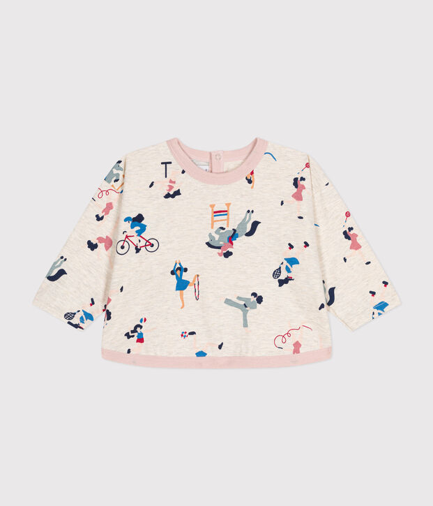 Lang&auml;rmeliges Baby T-Shirt aus feinem Jersey beige/vielfarbig