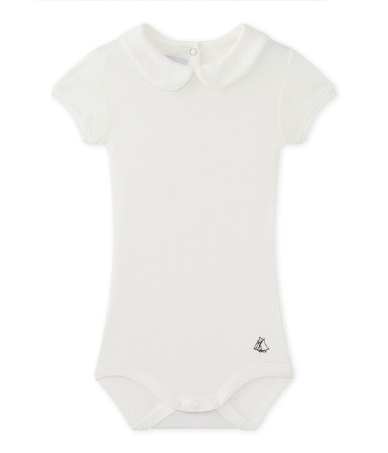 Baby-Mädchen-Body mit Kragen weiss MARSHMALLOW