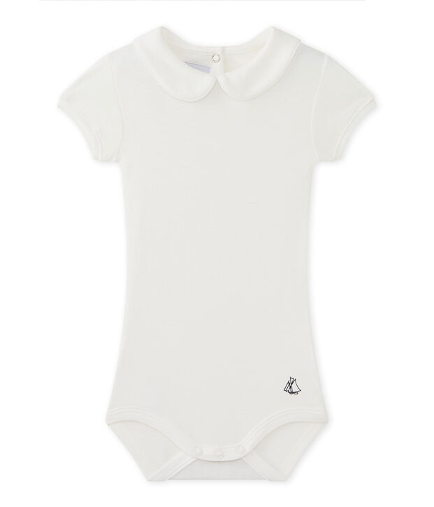 Baby-M&auml;dchen-Body mit Kragen weiss