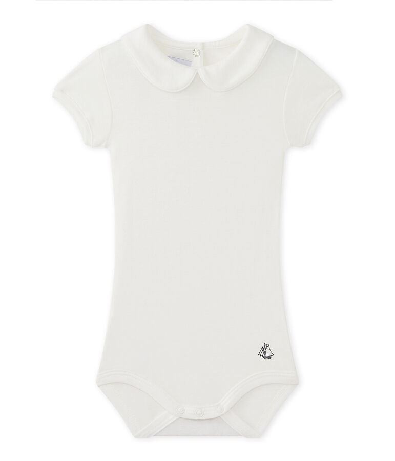 Baby-M&auml;dchen-Body mit Kragen weiss MARSHMALLOW