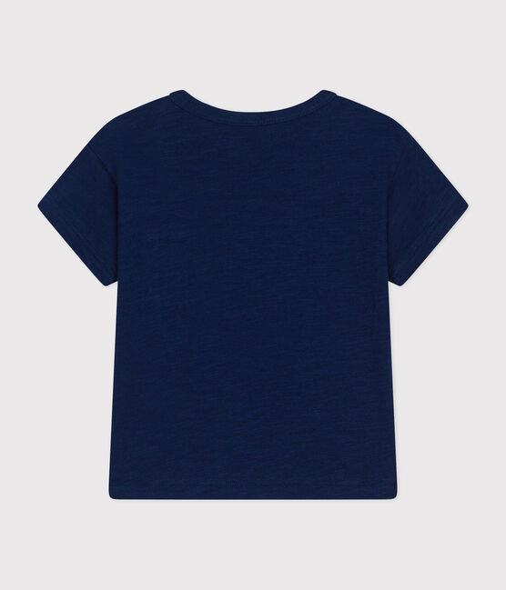 Kurzärmeliges Baby-T-Shirt aus geflammtem Jersey blau MEDIEVAL