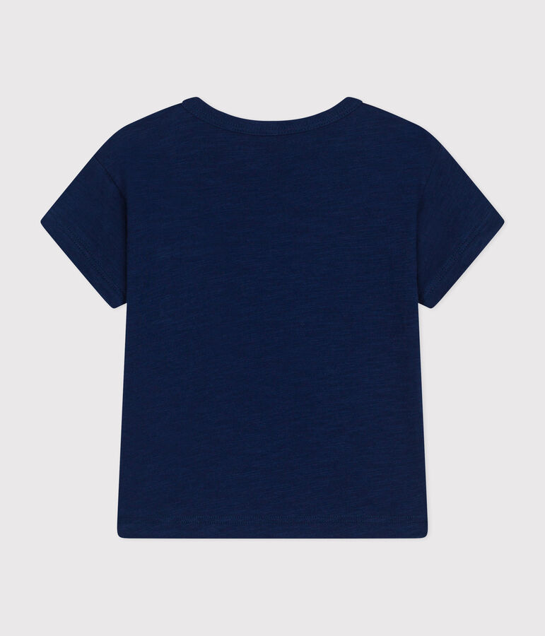 Kurz&auml;rmeliges Baby-T-Shirt aus geflammtem Jersey blau