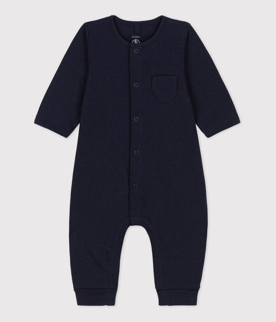Langer unifarbener Baby-Overall aus Bio-Doppeljersey blau SMOKING