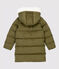 Lange, gefütterte Kinder-Winterjacke für Mädchen grün MILITARY