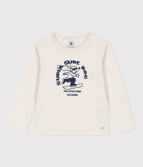 Langärmeliges T-Shirt aus Baumwolle für Kinder Mädchen/Jungen beige MONTELIMAR CHINE