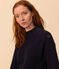 Damenpullover aus Baumwolle mit Patentmuster blau SMOKING