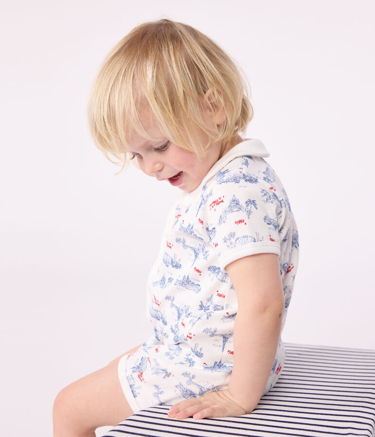 Baby-Kurzoverall mit Paris-Motiv am Kragen weiss/vielfarbig