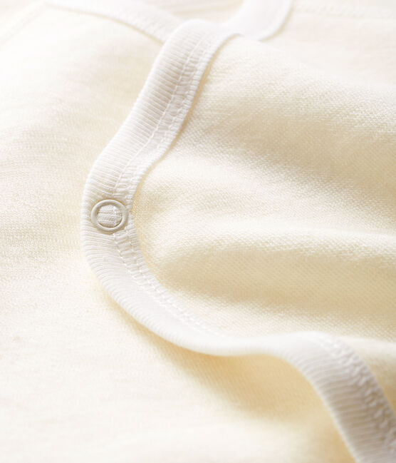Langärmliger Baby-Body aus Wolle und Baumwolle weiss MARSHMALLOW CN