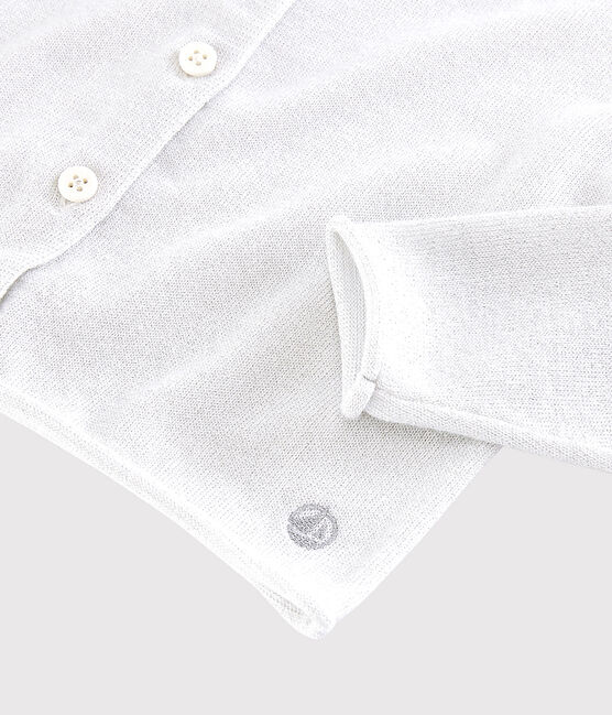 Kinder-Cardigan aus Baumwolle für Mädchen weiss MARSHMALLOW/grau ARGENT