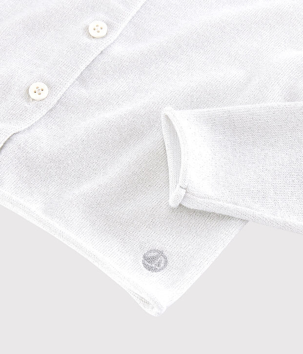 Kinder-Cardigan aus Baumwolle f&uuml;r M&auml;dchen weiss/grau