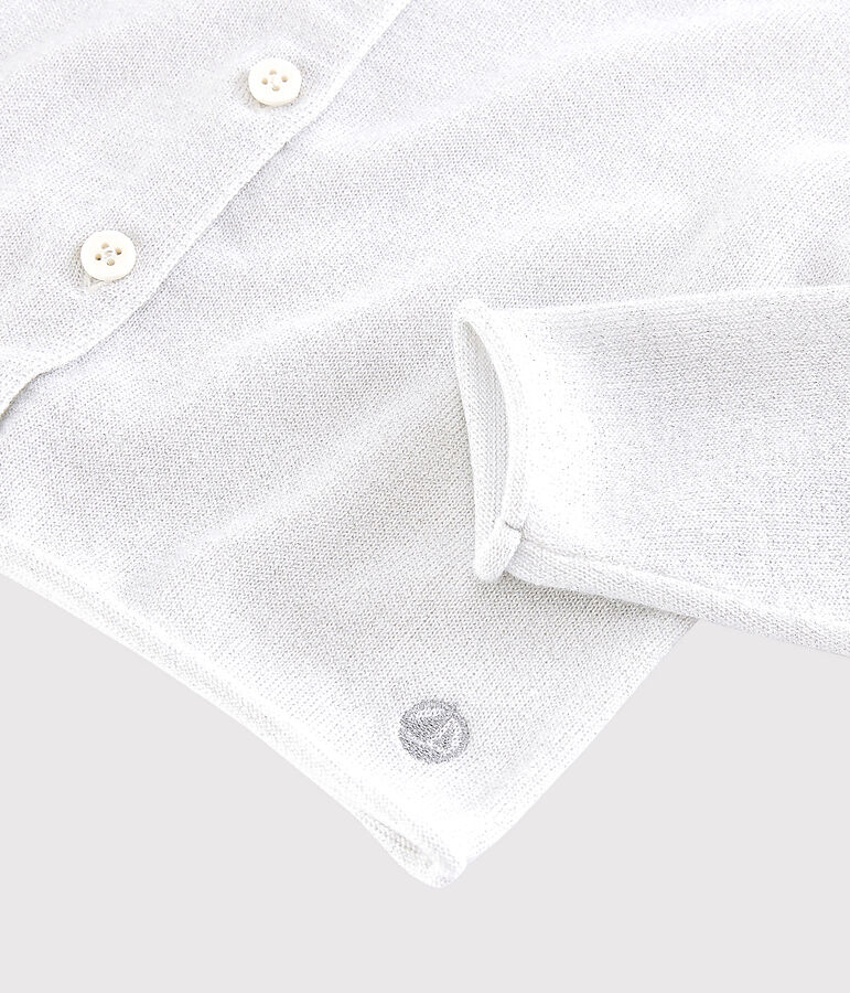 Kinder-Cardigan aus Baumwolle f&uuml;r M&auml;dchen weiss/grau