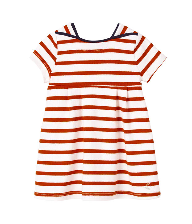 Robe b&eacute;b&eacute; fille en jersey lourd ray&eacute; weiss/rot