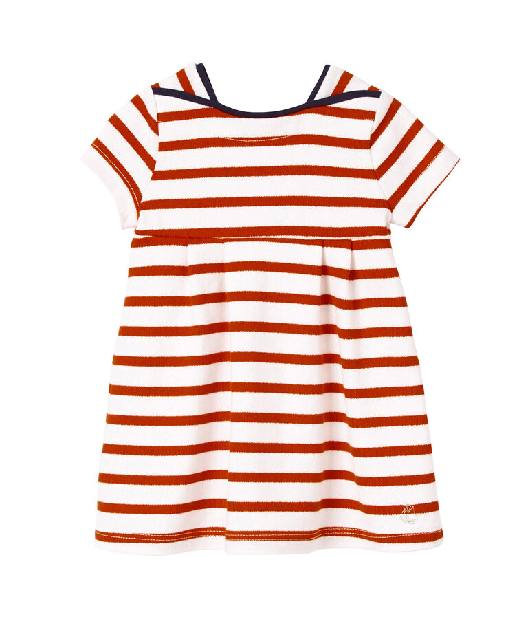 Robe b&eacute;b&eacute; fille en jersey lourd ray&eacute; weiss LAIT/rot PEPS
