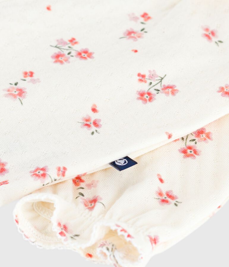 Baby-Set mit R&uuml;schen aus Baumwolle mit Blumenmuster naturfarben/vielfarbig