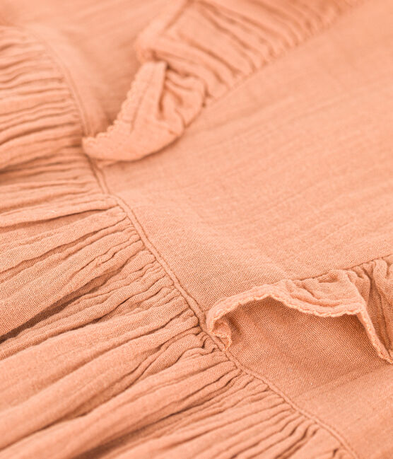 Kurzärmeliges Kleid aus unifarbener Baumwollgaze  für Kinder/Mädchen rosa SIENNA