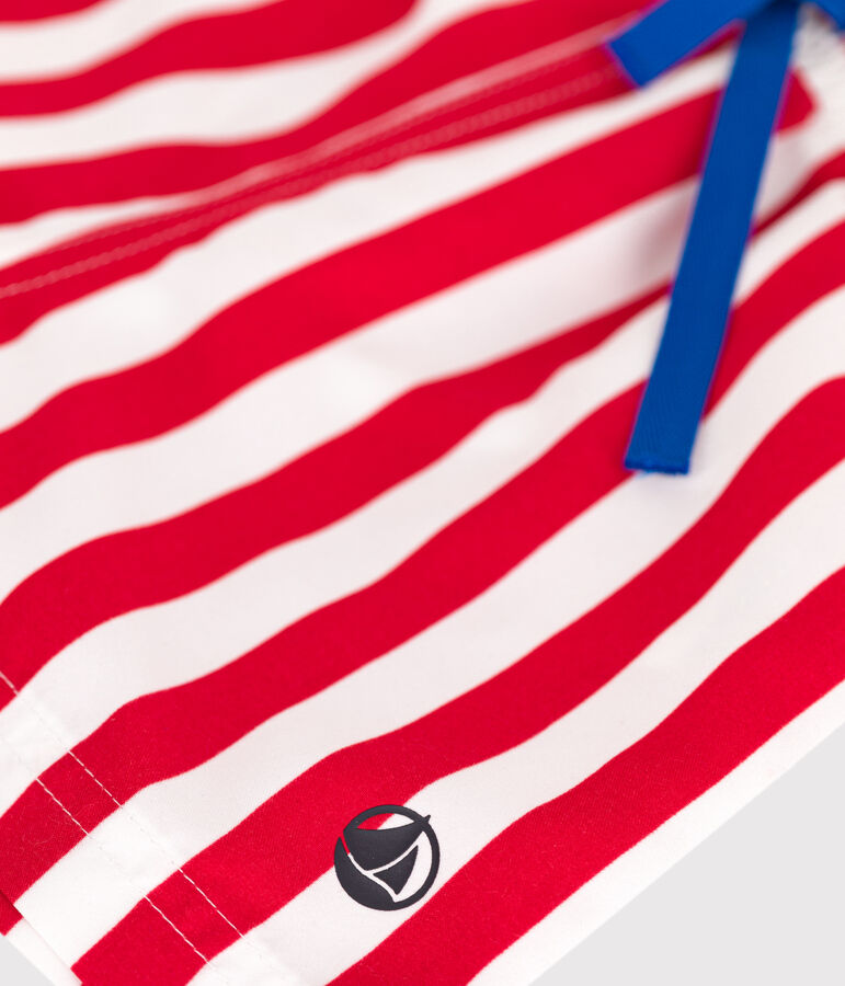 Baby-Badeshorts mit Streifenmuster weiss/rot