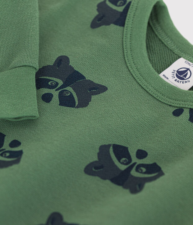 Baby-Sweatshirt aus Molton gr&uuml;n/vielfarbig
