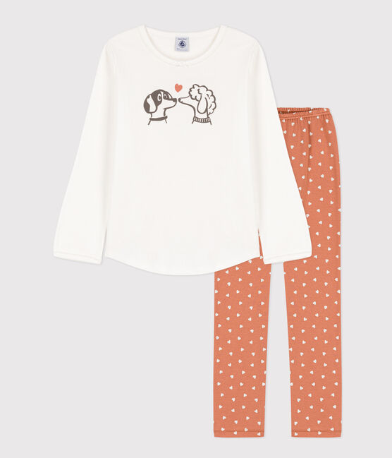 Kinderpyjama aus Baumwolle für Mädchen weiss MARSHMALLOW/weiss MULTICO