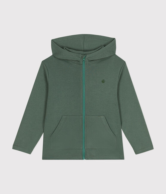 Jungen-Kapuzenshirt mit Reißverschluss aus Strickgewebe grün CROCO