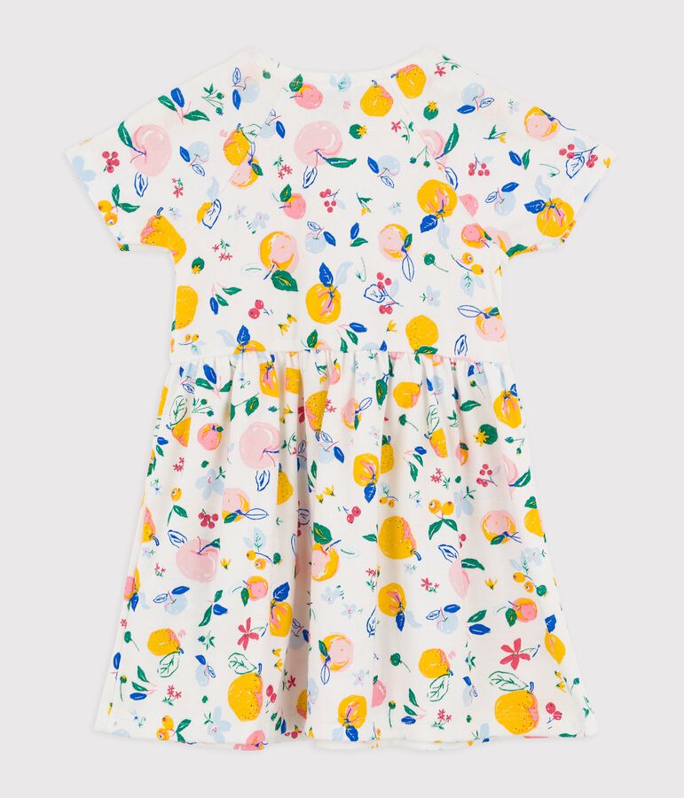 Baby-Kleid aus Baumwolle f&uuml;r M&auml;dchen weiss MARSHMALLOW/weiss MULTICO