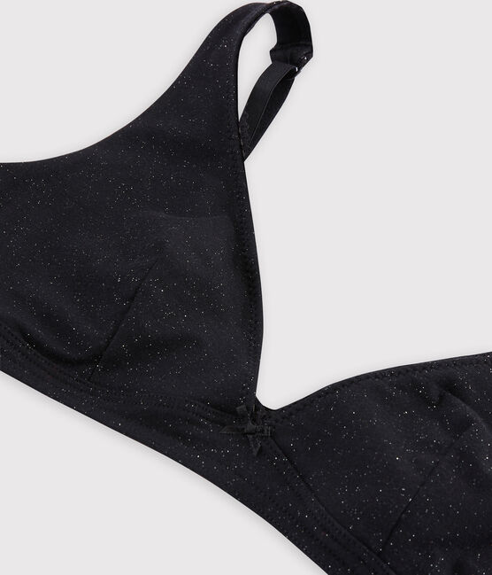 Glänzender Damen-BH schwarz NOIR/ ARGENT
