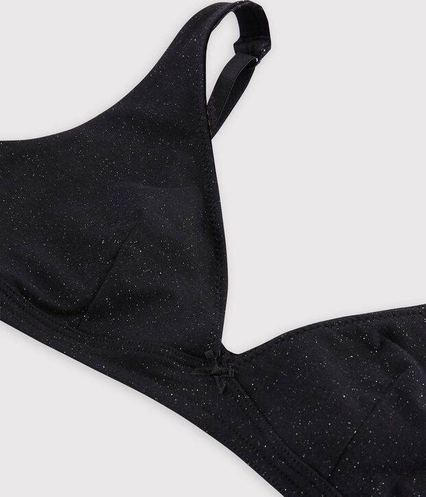 Gl&auml;nzender Damen-BH schwarz/grau