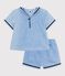 2-teiliges Baby-Set aus Chambray, T-Shirt mit Matrosenkragen blau