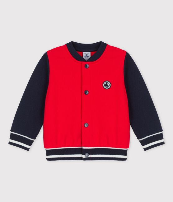 Baby-Teddy aus Molton. rot PEPS/blau SMOKING