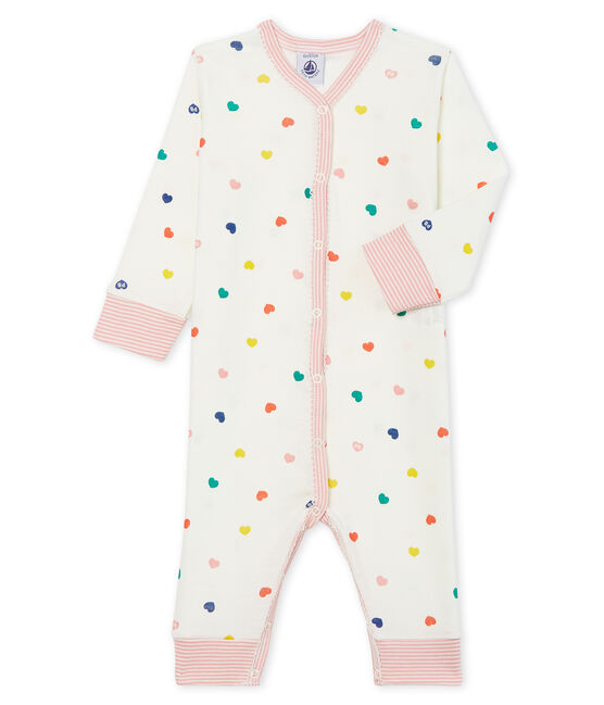 Baby-Strampler ohne Fuß aus Rippstrick für Mädchen weiss MARSHMALLOW/ MULTICO CN