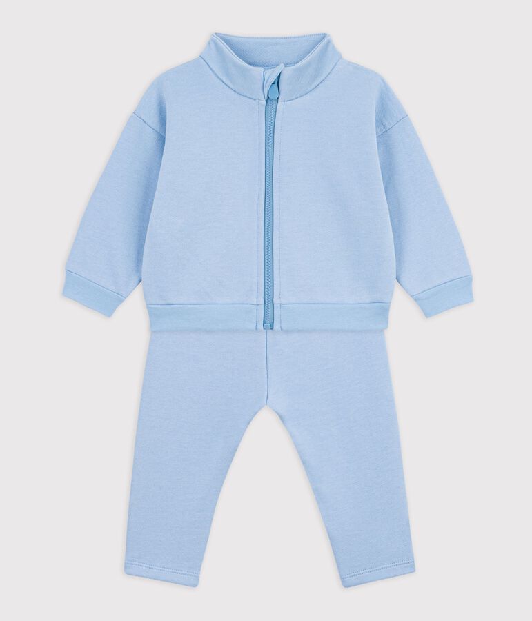 Baby-Set Sweatshirt und Hose aus einfarbiger Baumwolle blau FLO