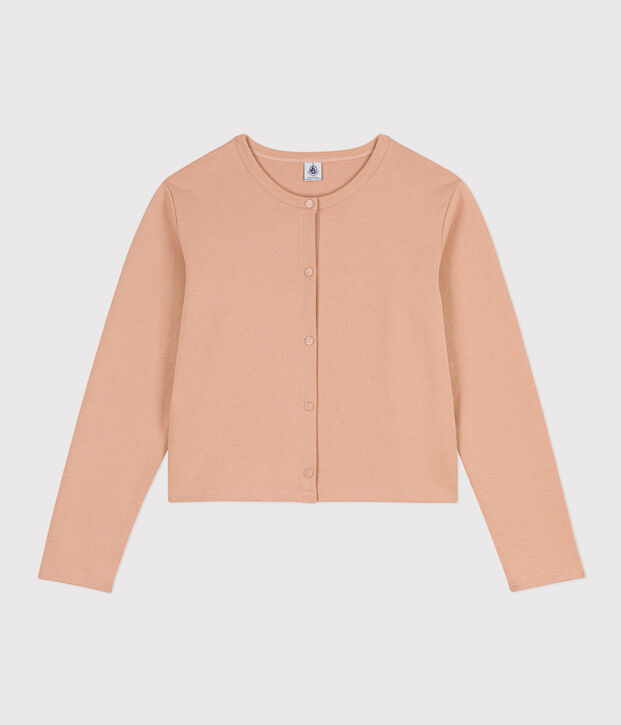 Damen-Cardigan aus dicker Baumwolle mit Druckkn&ouml;pfen beige