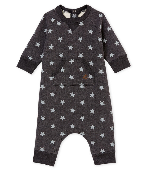 Langer Baby Jungen Overall mit Print grau/grau