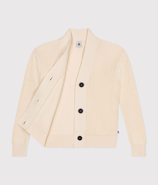 Damen-Cardigan mit Patentmuster aus Baumwolle naturfarben