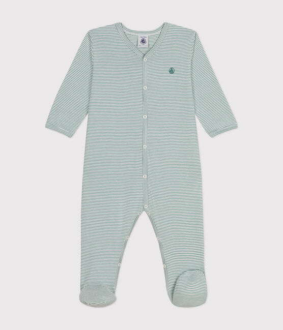 Gestreifter Baby-Strampler aus Baumwolle blau PAUL/weiss MARSHMALLOW