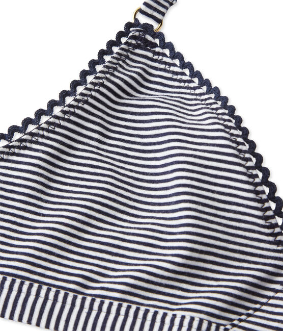 Damen-Triangel-BH mit Milleraies-Ringelmuster blau ABYSSE/weiss LAIT
